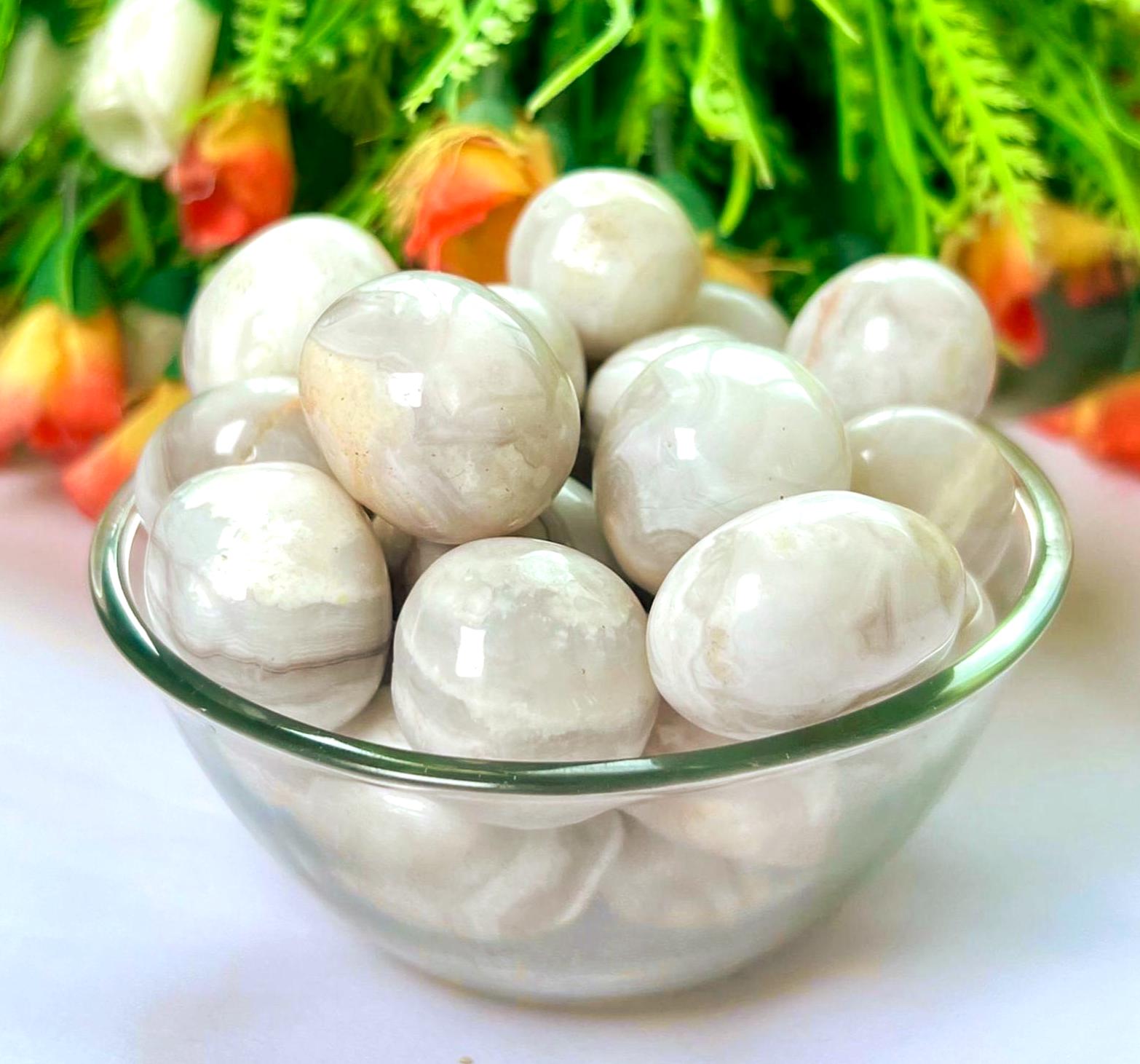 Gray Lace Agate Stone Tumbled Stone - Spiritual Stone -Healing Crystals in pack sizes of 1,3,5, and 10 Pieces Quality AAAAA +++++