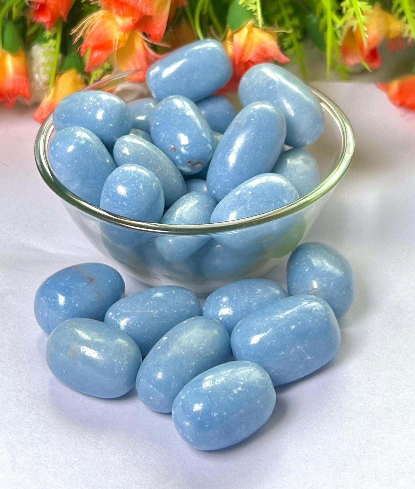 Angelite Stone Anhydrite Stone Tumbled Stone - Spiritual Stone -Healing Crystals in pack sizes of 1,3,5, and 10 Pieces Quality AAAAA +++++