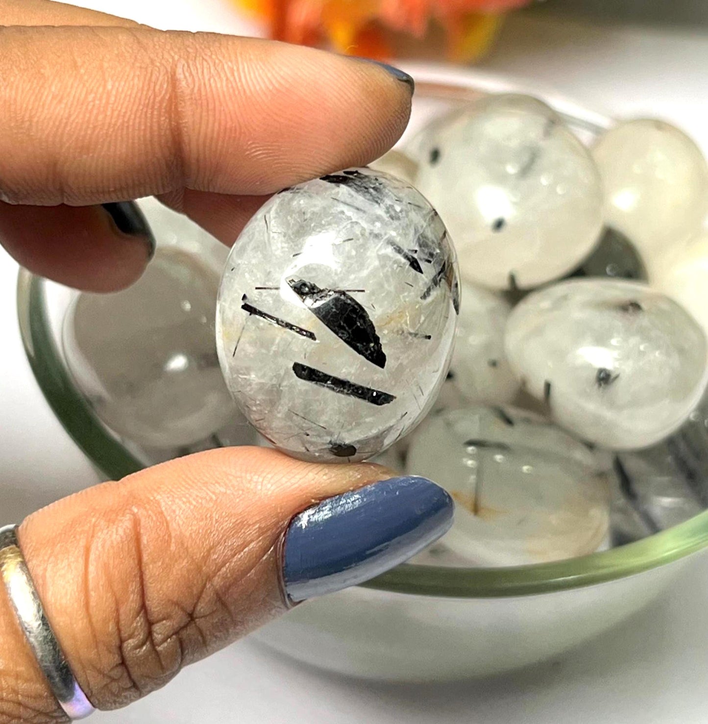 Tourmalated Quartz Stone Tumbled Stone - Spiritual Stone -Healing Crystals in pack sizes of 1,3,5, and 10 Pieces Quality AAAAA +++++