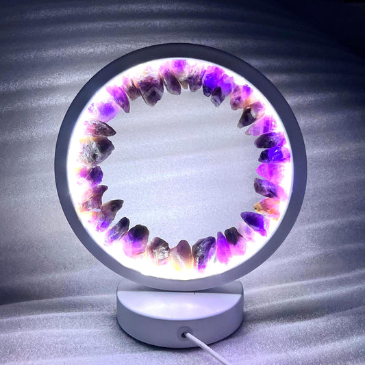 Amethyst Crystal USB Night Light – Tranquil Energy Lamp for Meditation, Ambiance, Home & Office Décor, Housewarming Gift