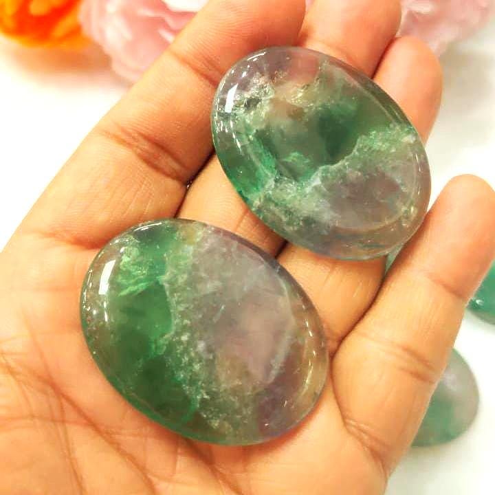 Green Fluorite Stone Worry Stone – Crystal Worry Stone – Pocket Stone – Healing Crystal - 4cmx3cm Thumb Stone One (1) Piece