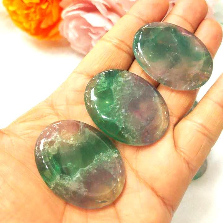 Green Fluorite Stone Worry Stone – Crystal Worry Stone – Pocket Stone – Healing Crystal - 4cmx3cm Thumb Stone One (1) Piece