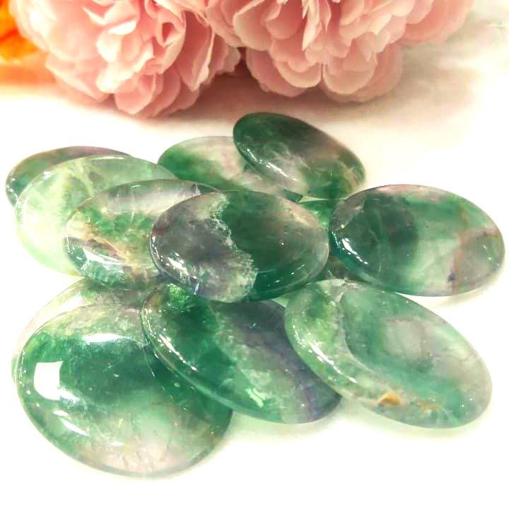 Green Fluorite Stone Worry Stone – Crystal Worry Stone – Pocket Stone – Healing Crystal - 4cmx3cm Thumb Stone One (1) Piece