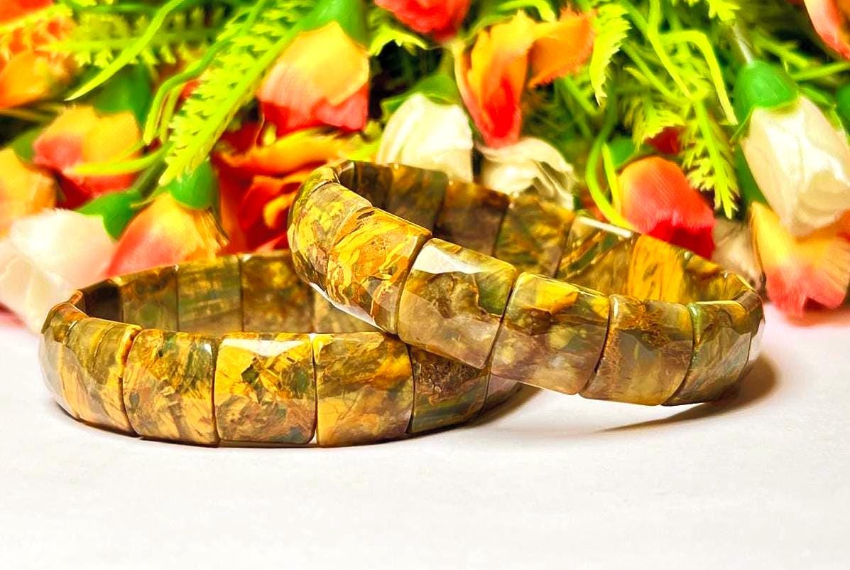 15 MM Nellite Pitersite Stone Bracelet l Stretchable Bracelet AAAAA +++++
