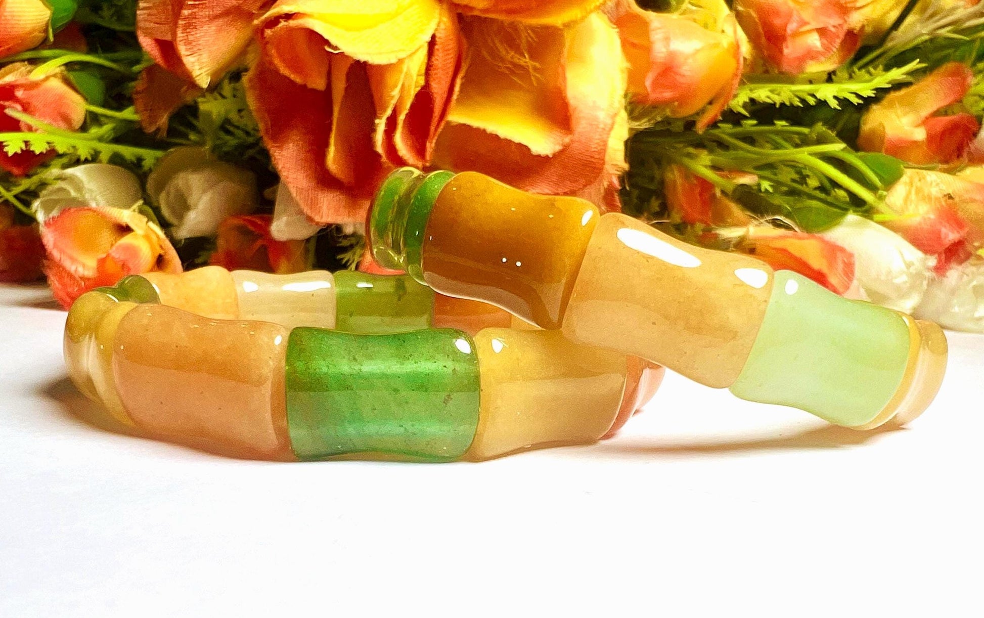 12 MM 3 Aventurine Green Aventurine,Yellow Aventurine,Orange Aventurine Stone Bengal Bracelet l Stretchable Bracelet l Unisex Bracelet AAAAA