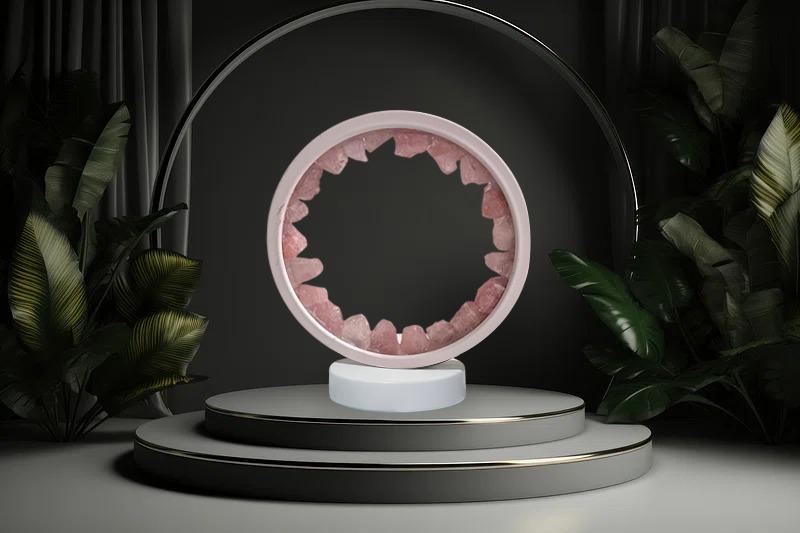 Rose Quartz Crystal USB Night Light – Soothing Lamp for Love, Ambiance, Meditation, Home & Office Décor, Housewarming Gift