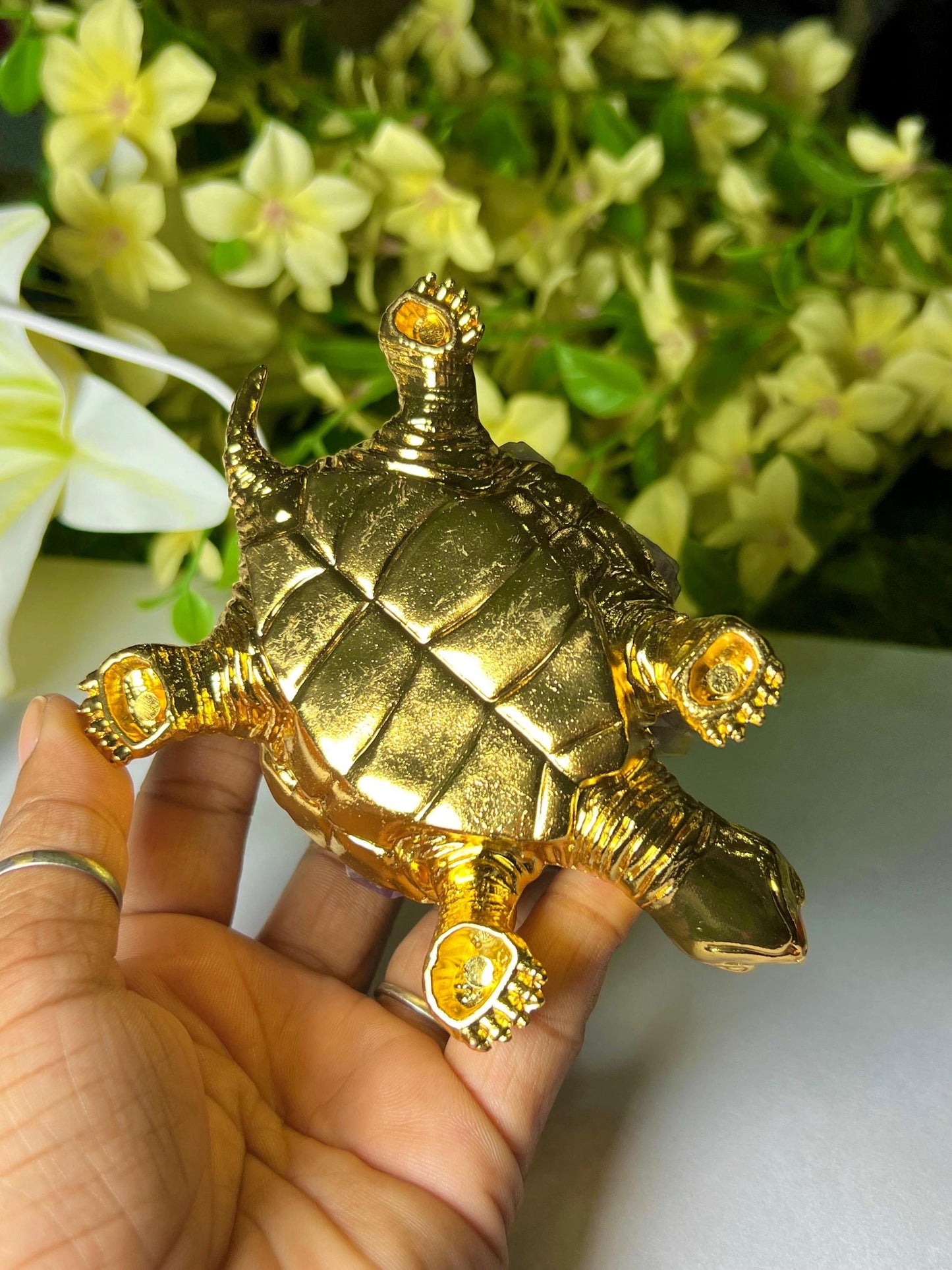 Amethyst Natural Crystal Quartz Cluster Turtle USB Night Light–Energizing Lamp for Abundance,Ambiance, Home & Office Décor,Housewarming Gift
