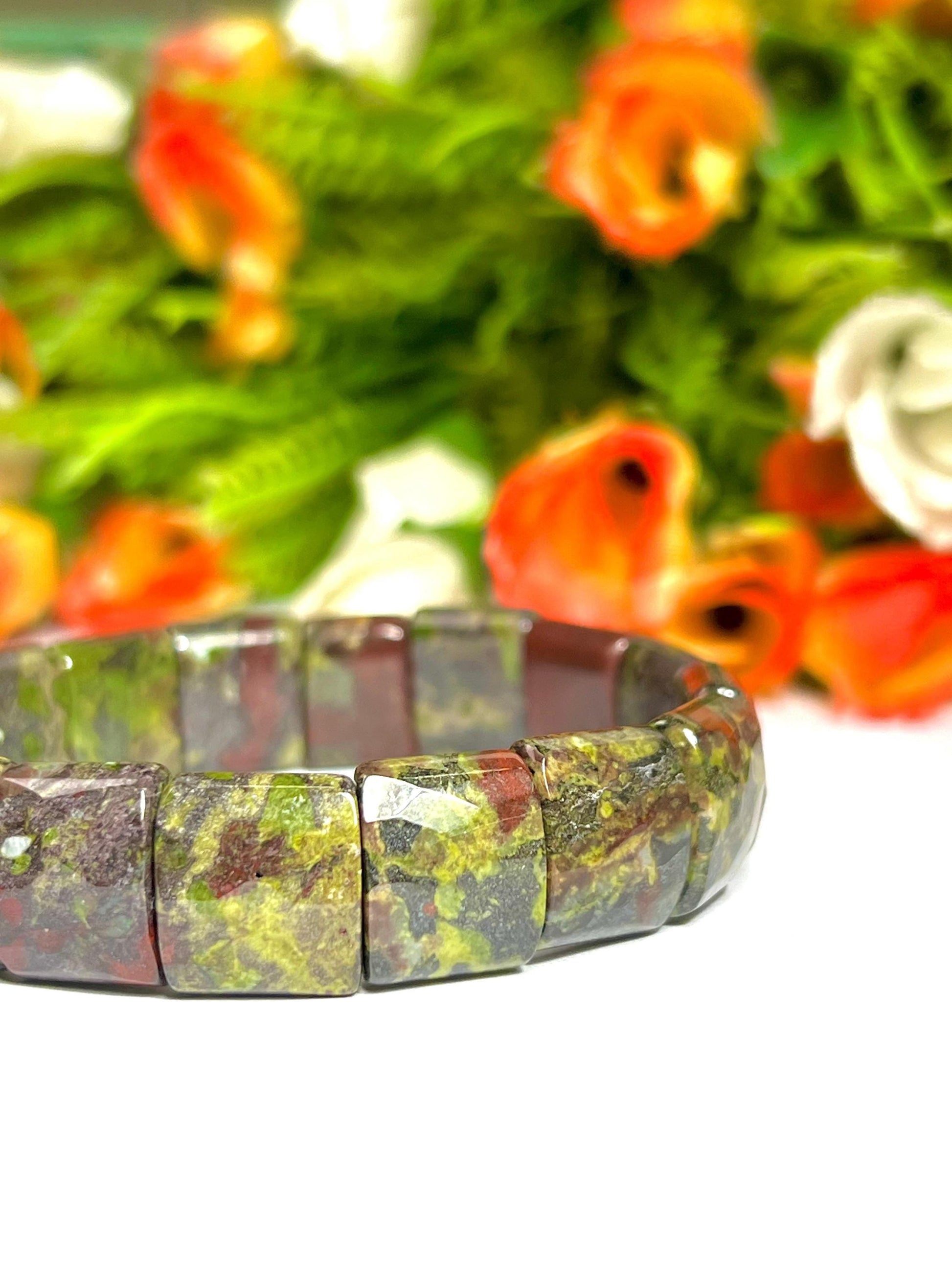 15 MM Dragon Blood Stone Bracelet l Stretchable Bracelet