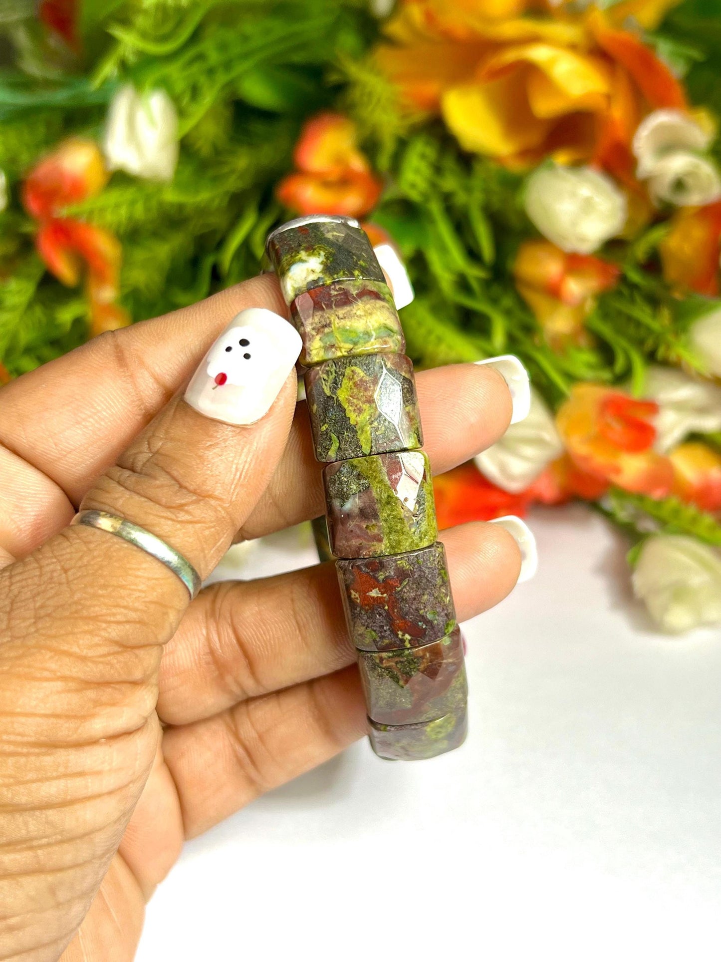 15 MM Dragon Blood Stone Bracelet l Stretchable Bracelet
