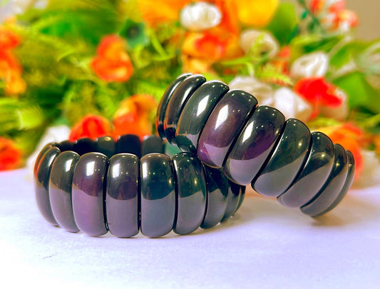 25 MM Rainbow Obsidian Stone Bracelet l Stretchable Bracelet