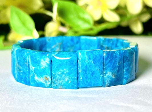 15 MM Blue Apatite Stone Bracelet l Stretchable Bracelet
