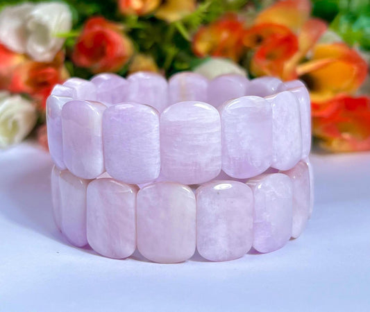 15 MM Kunzite Stone Bracelet l Stretchable Bracelet