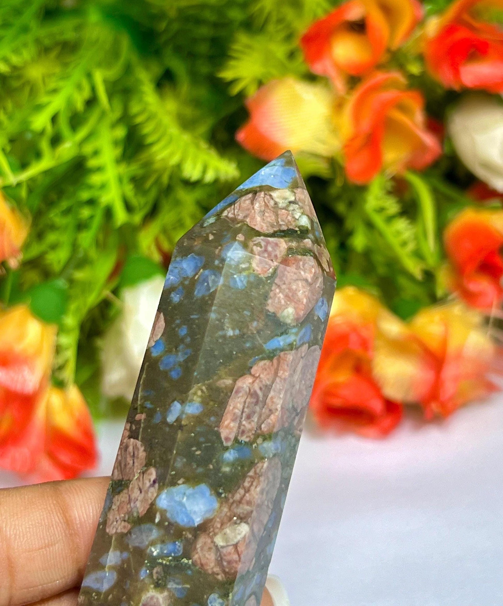 Liberite Que Sera Stone Crystal Tower Pencil Point Generator-Gemstone Pencil  Tower Wand Stone Obelisk -Home Car Decor Decoration 2" To 3.5"