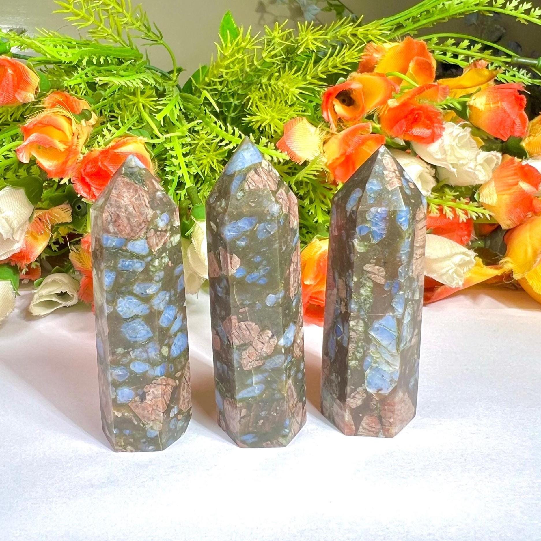 Liberite Que Sera Stone Crystal Tower Pencil Point Generator-Gemstone Pencil  Tower Wand Stone Obelisk -Home Car Decor Decoration 2" To 3.5"