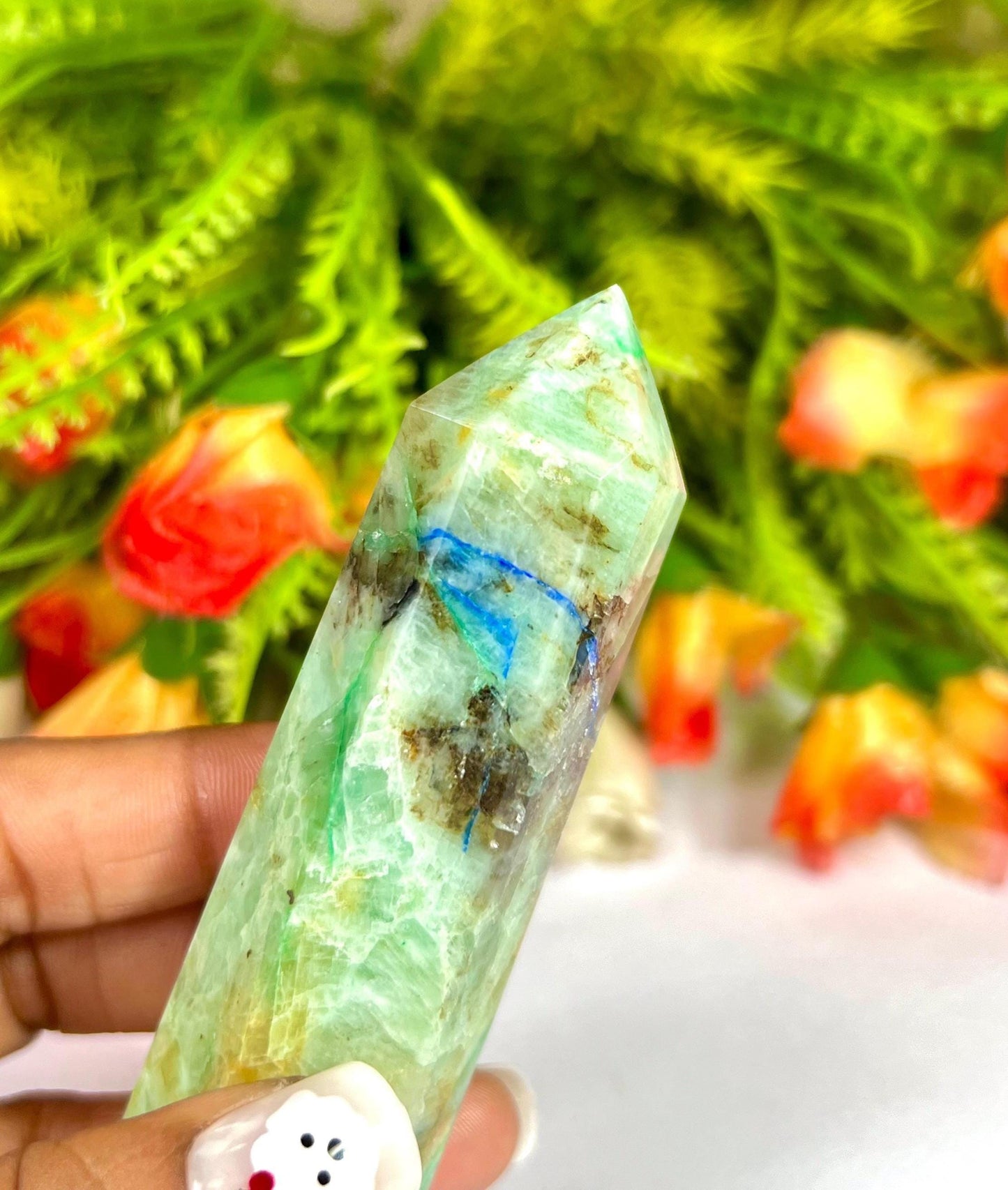 Phoenix Stone Crystal Tower Pencil Point Generator-Gemstone Pencil Crystal Tower Wand Stone Obelisk -Home Car Decor Decoration 3" To 4"