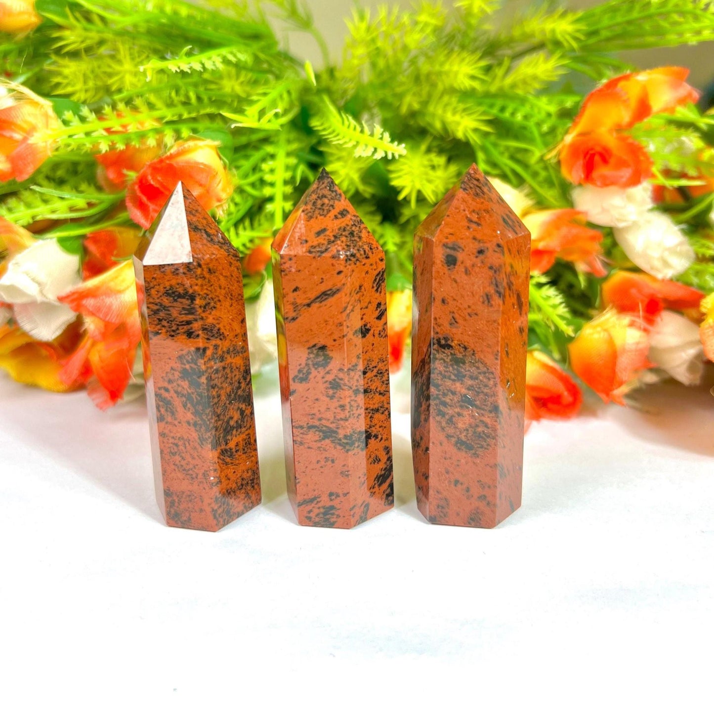 Mahogany Obsidian Stone Crystal Tower Pencil Point Generator-Gemstone Pencil Tower Wand Stone Obelisk -Home Car Decor Decoration 2" To 3"