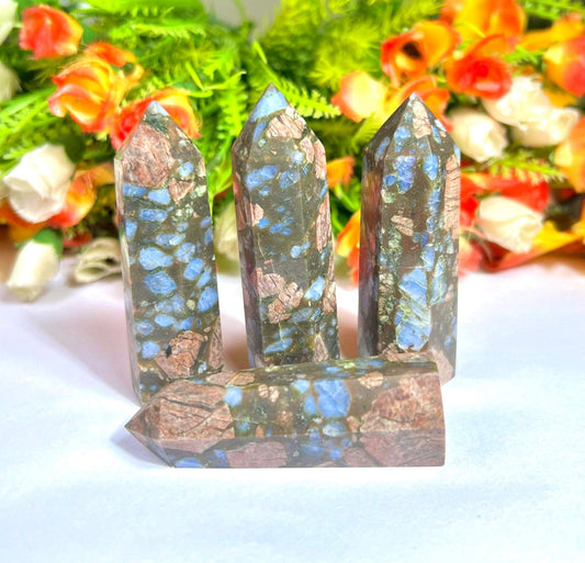 Liberite Que Sera Stone Crystal Tower Pencil Point Generator-Gemstone Pencil  Tower Wand Stone Obelisk -Home Car Decor Decoration 2" To 3.5"