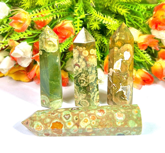 Rhyolite Stone Crystal Tower Pencil Point Generator-Gemstone Pencil Crystal Tower Wand Stone Obelisk -Home Car Decor Decoration 3" To 4"