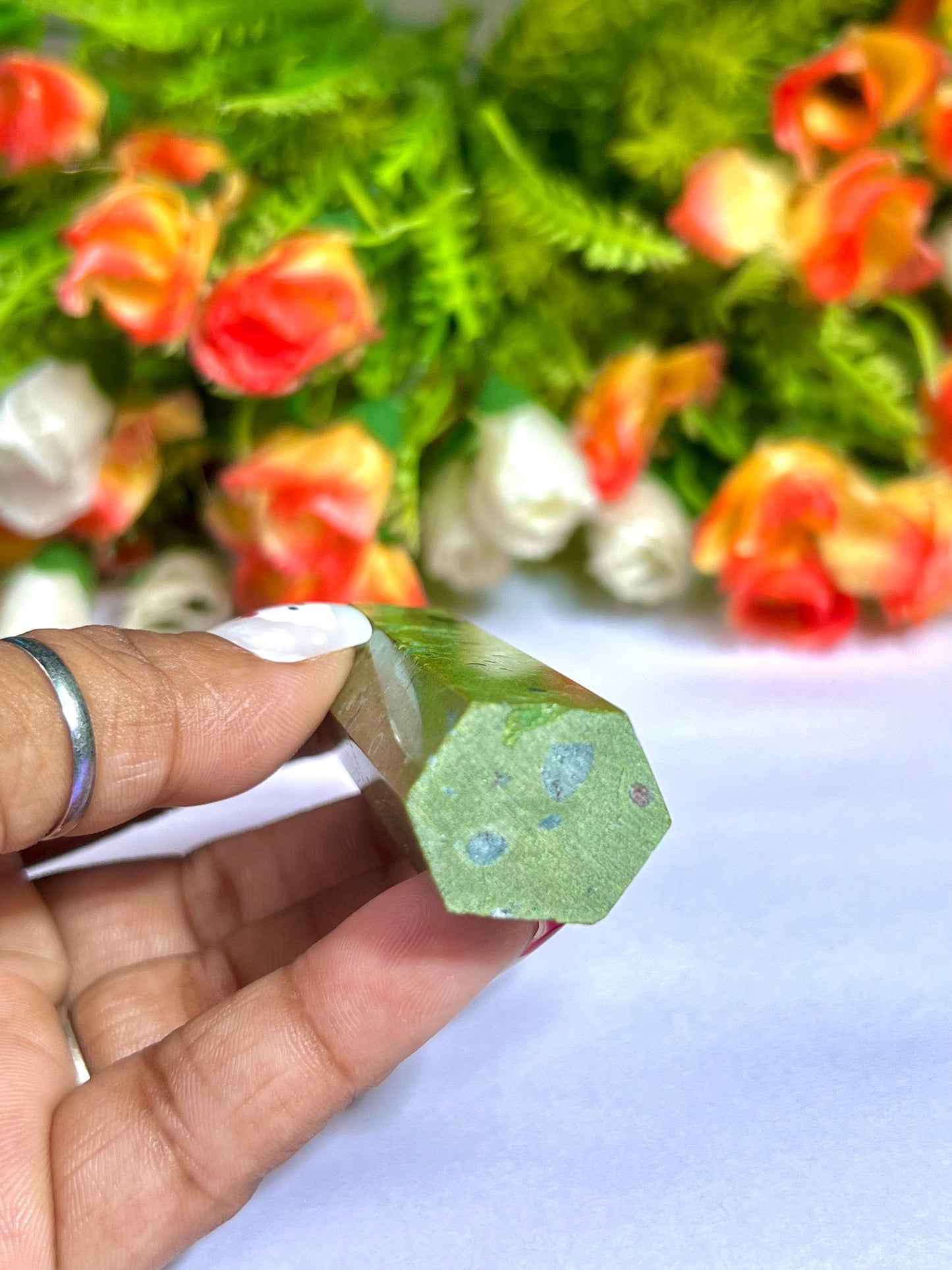 Atlantisite Stone Crystal Tower Pencil Point Generator-Gemstone Pencil Crystal Tower Wand Stone Obelisk -Home Car Decor Decoration 2" To 3"