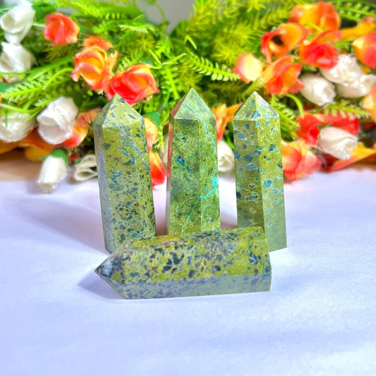 Atlantisite Stone Crystal Tower Pencil Point Generator-Gemstone Pencil Crystal Tower Wand Stone Obelisk -Home Car Decor Decoration 2" To 3"