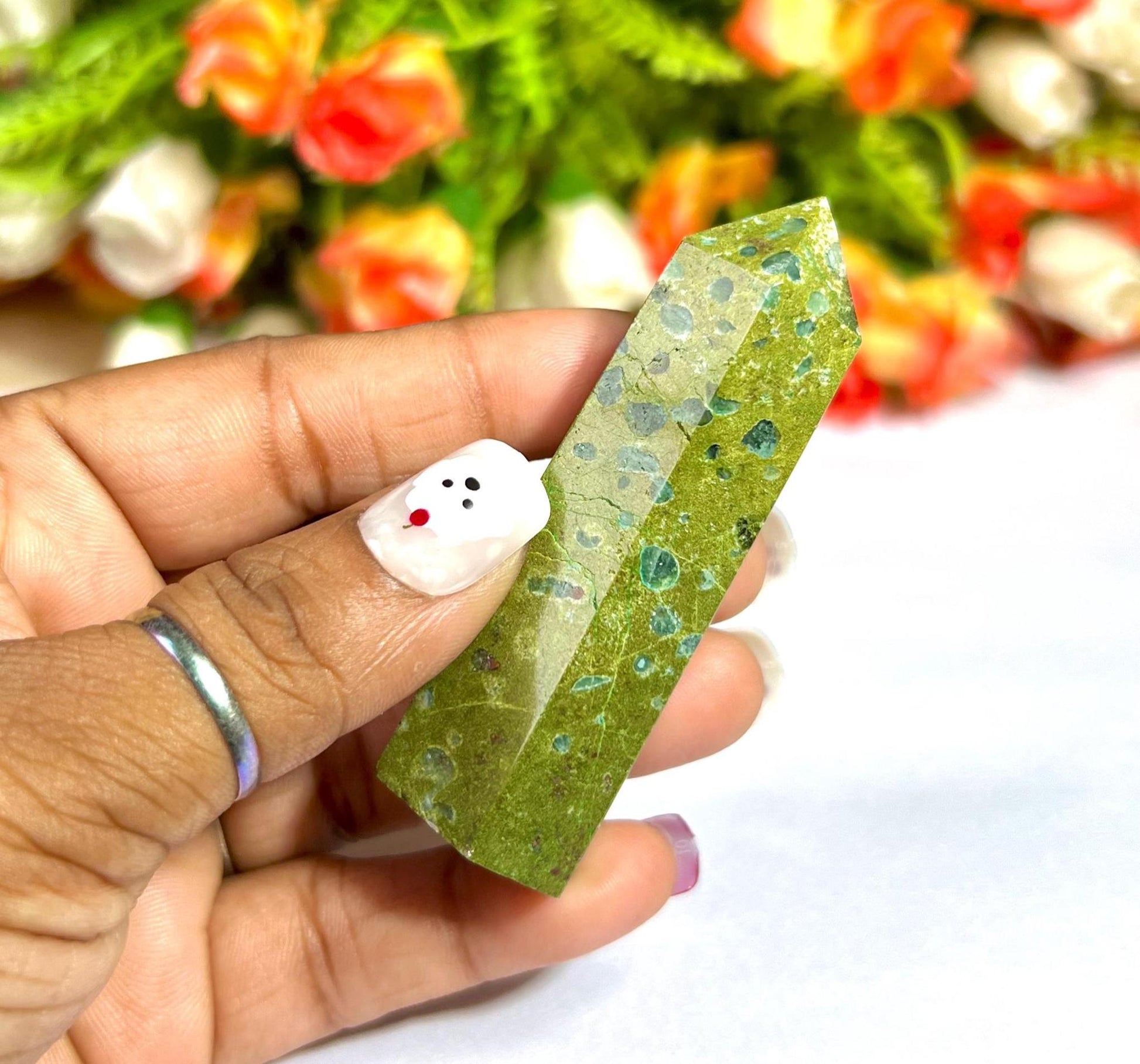 Atlantisite Stone Crystal Tower Pencil Point Generator-Gemstone Pencil Crystal Tower Wand Stone Obelisk -Home Car Decor Decoration 2" To 3"