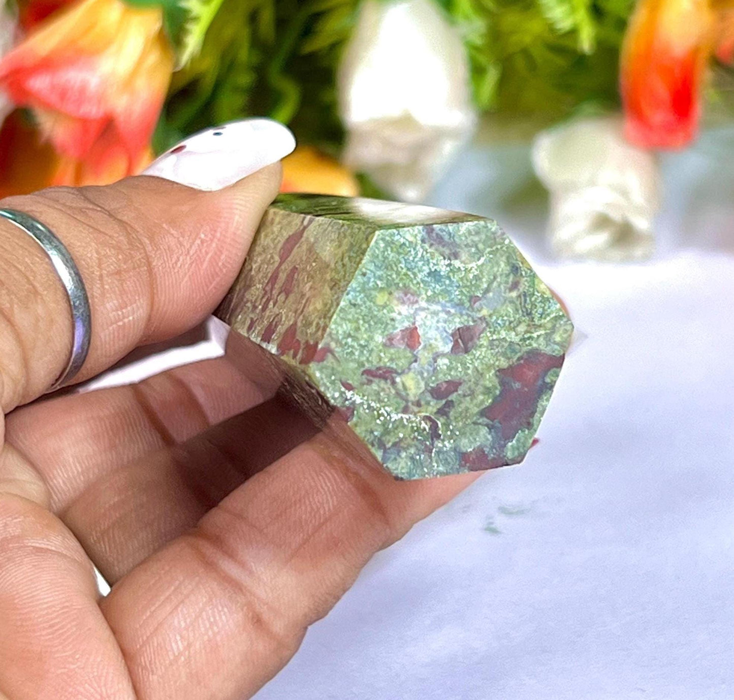Dragon Blood Stone Tower Pencil Point Generator-Gemstone Pencil Crystal Tower Wand Stone Obelisk -Home Car Decor Decoration 3" To 4"