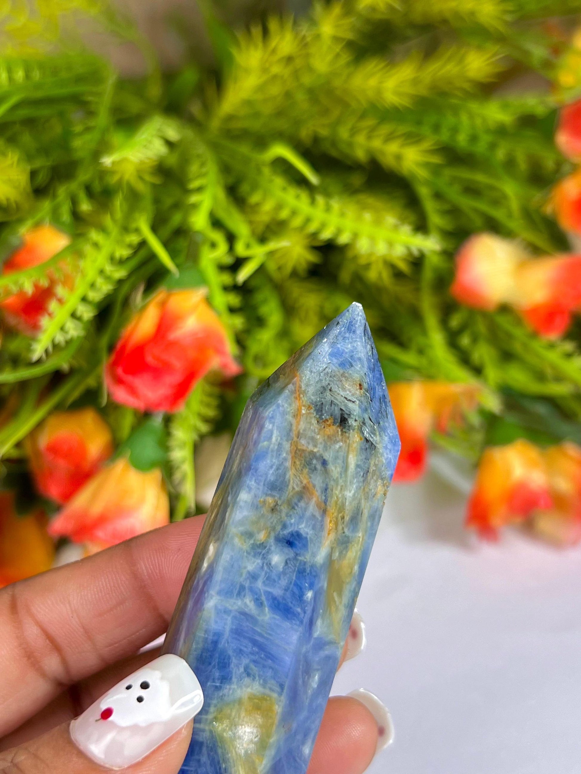 Blue Kyanite Stone Tower Pencil Point Generator-Gemstone Pencil Crystal Tower Wand Stone Obelisk -Home Car Decor Decoration 2" To 3"