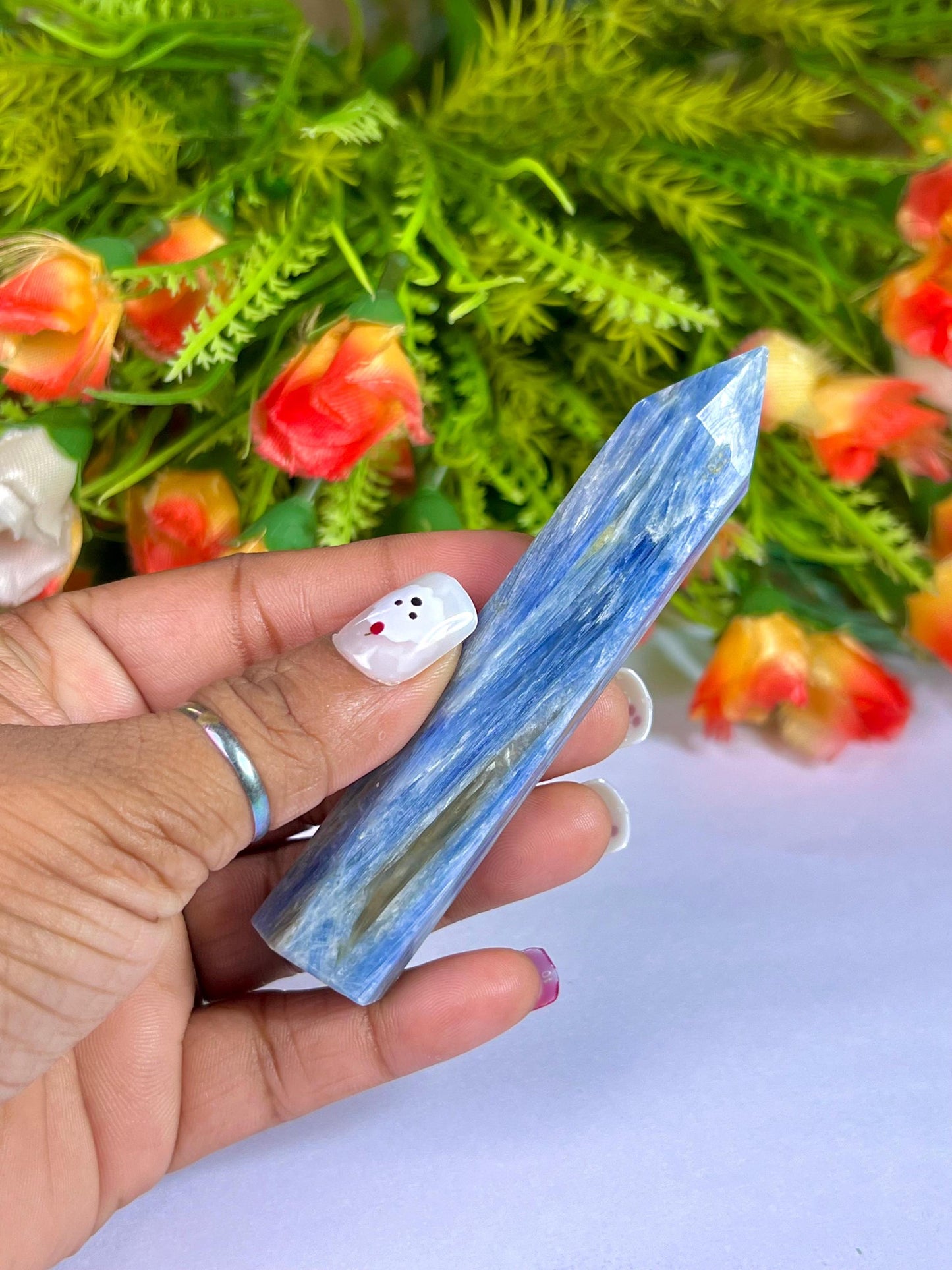 Blue Kyanite Stone Tower Pencil Point Generator-Gemstone Pencil Crystal Tower Wand Stone Obelisk -Home Car Decor Decoration 2" To 3"