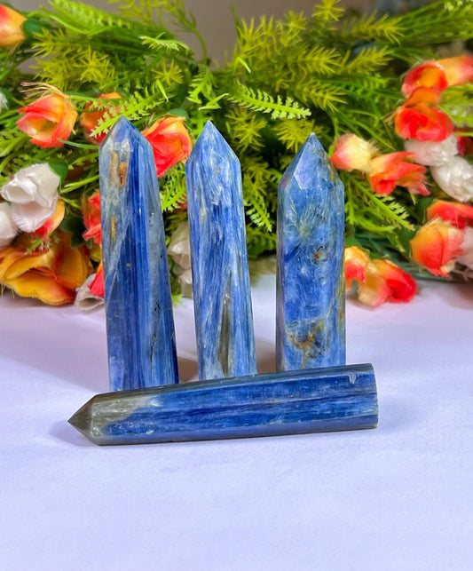 Blue Kyanite Stone Tower Pencil Point Generator-Gemstone Pencil Crystal Tower Wand Stone Obelisk -Home Car Decor Decoration 2" To 3"