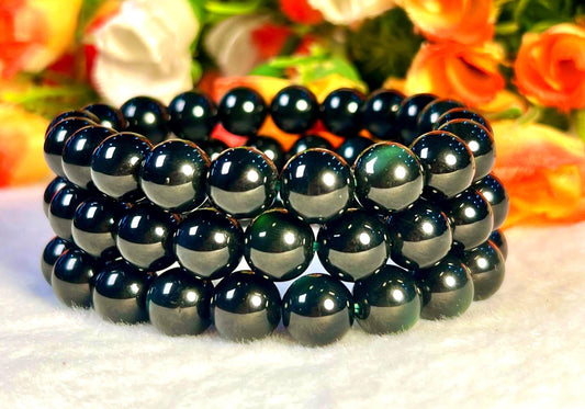 Green Obsidian Stone Bracelet l Stretchable Bracelet l Unisex Bracelet l 8 MM Bracelet