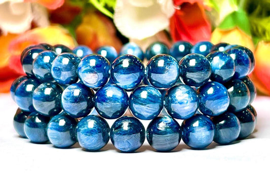 10 MM  Blue Kyanite Stone Bracelet l Stretchable Bracelet l Unisex Bracelet