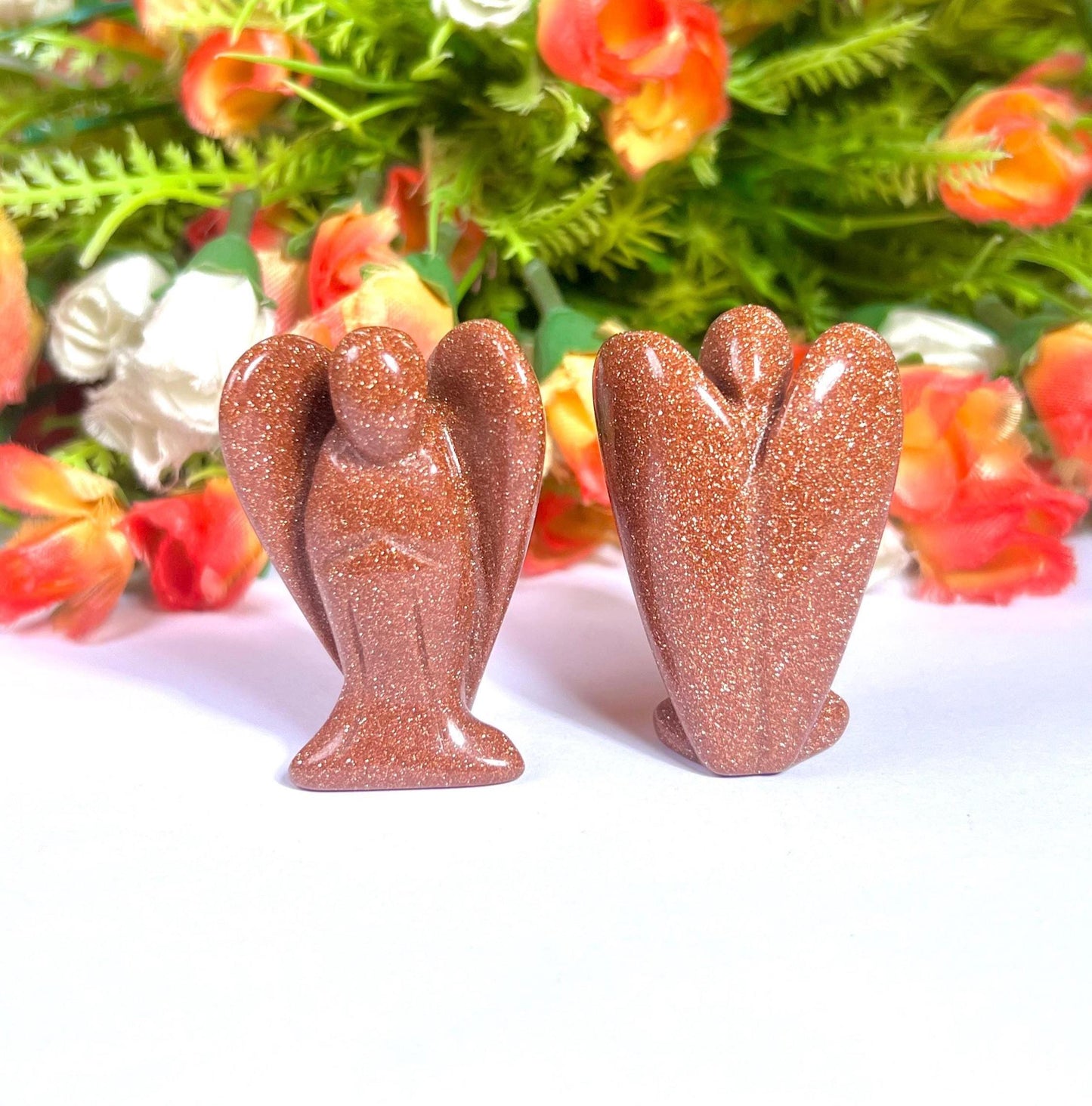 2" Angel Red Gold Stone / Red Sun Sitara Guardian Angel blessed Angelic connection