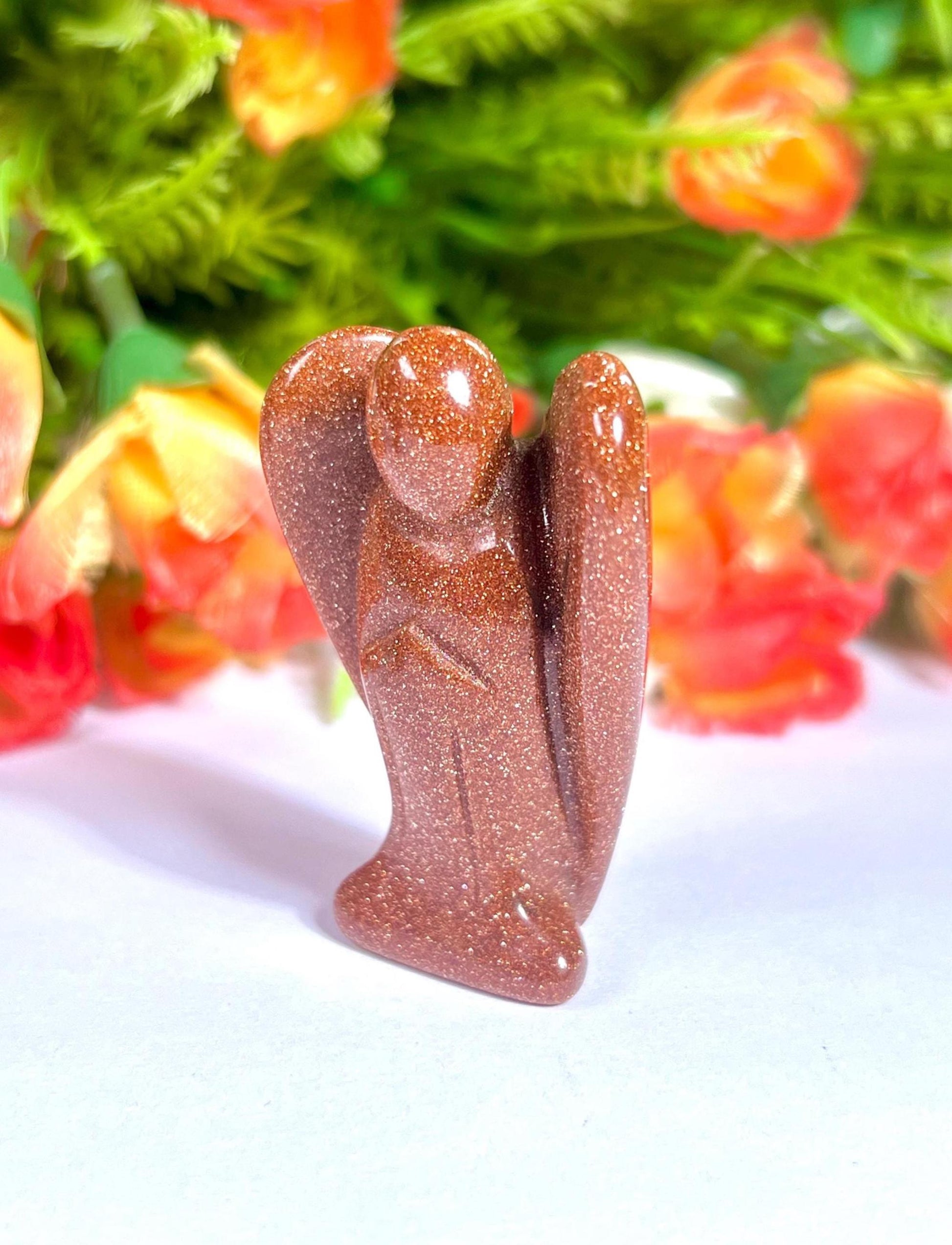 2" Angel Red Gold Stone / Red Sun Sitara Guardian Angel blessed Angelic connection