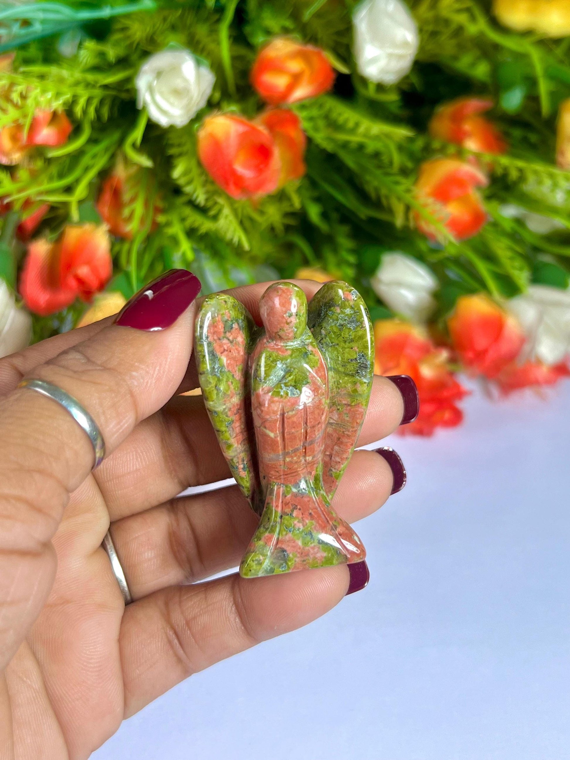 2" Angel Unakite Jasper Stone Guardian Angel blessed Angelic connection