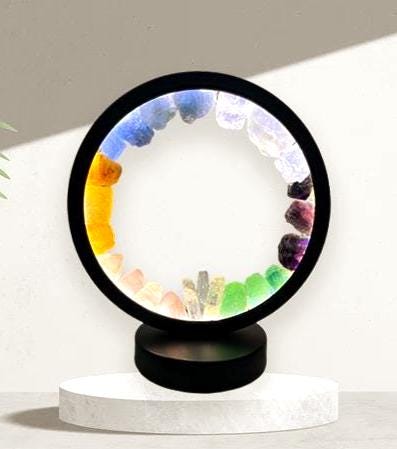 Himalaya Crystal Quartz With Multi Yellow Green Blue Fluorite USB Night Light–for Abundance, Ambiance,Home & Office Décor, Housewarming Gift