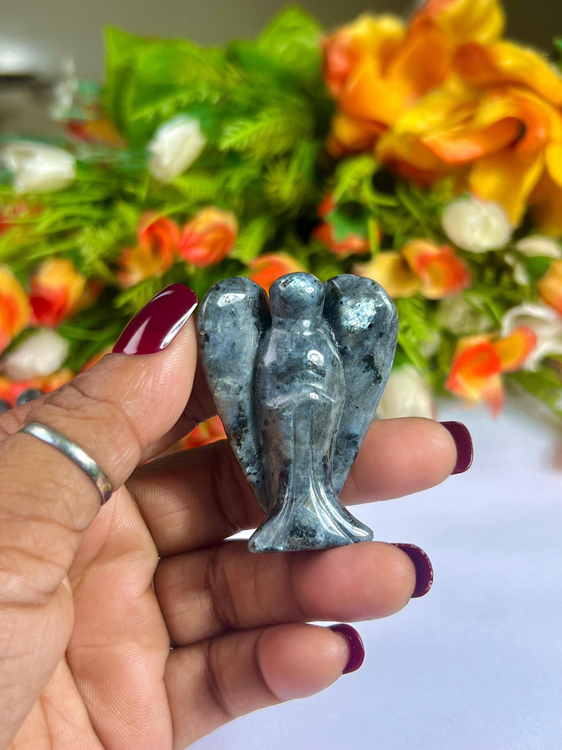 2" Angel Larvikite Stone Guardian Angel blessed Angelic connection