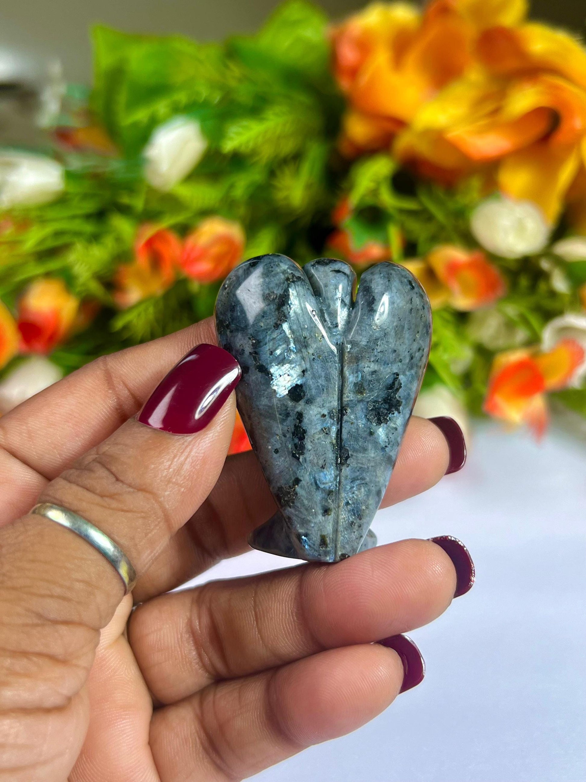 2" Angel Larvikite Stone Guardian Angel blessed Angelic connection