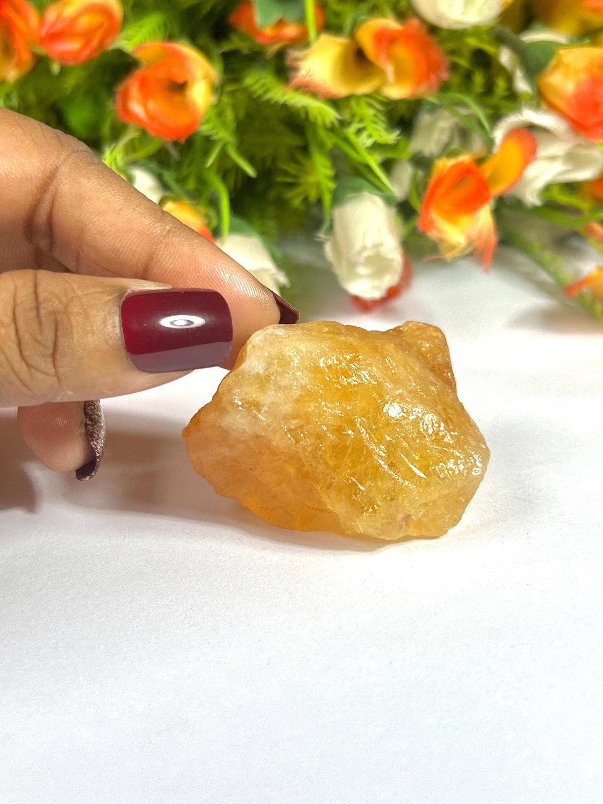 Premium Citrine Stone Natural Rough Stone with Beautiful Rainbow 78 Gram