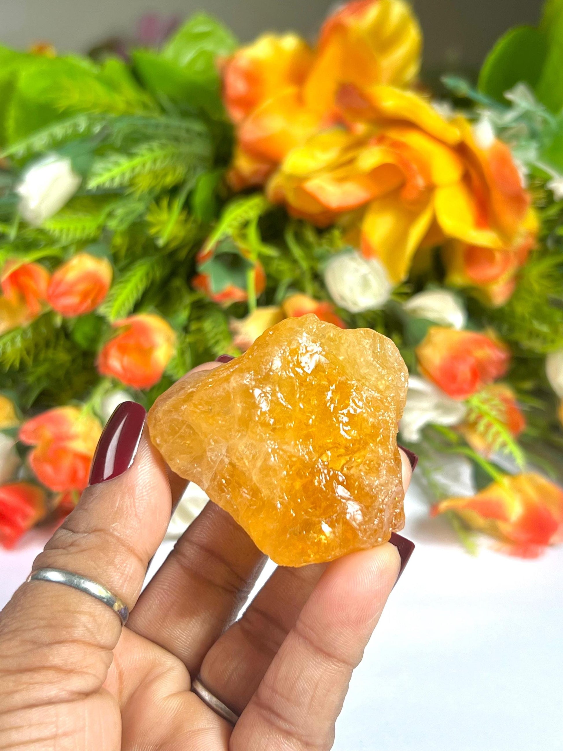 Premium Citrine Stone Natural Rough Stone with Beautiful Rainbow 78 Gram