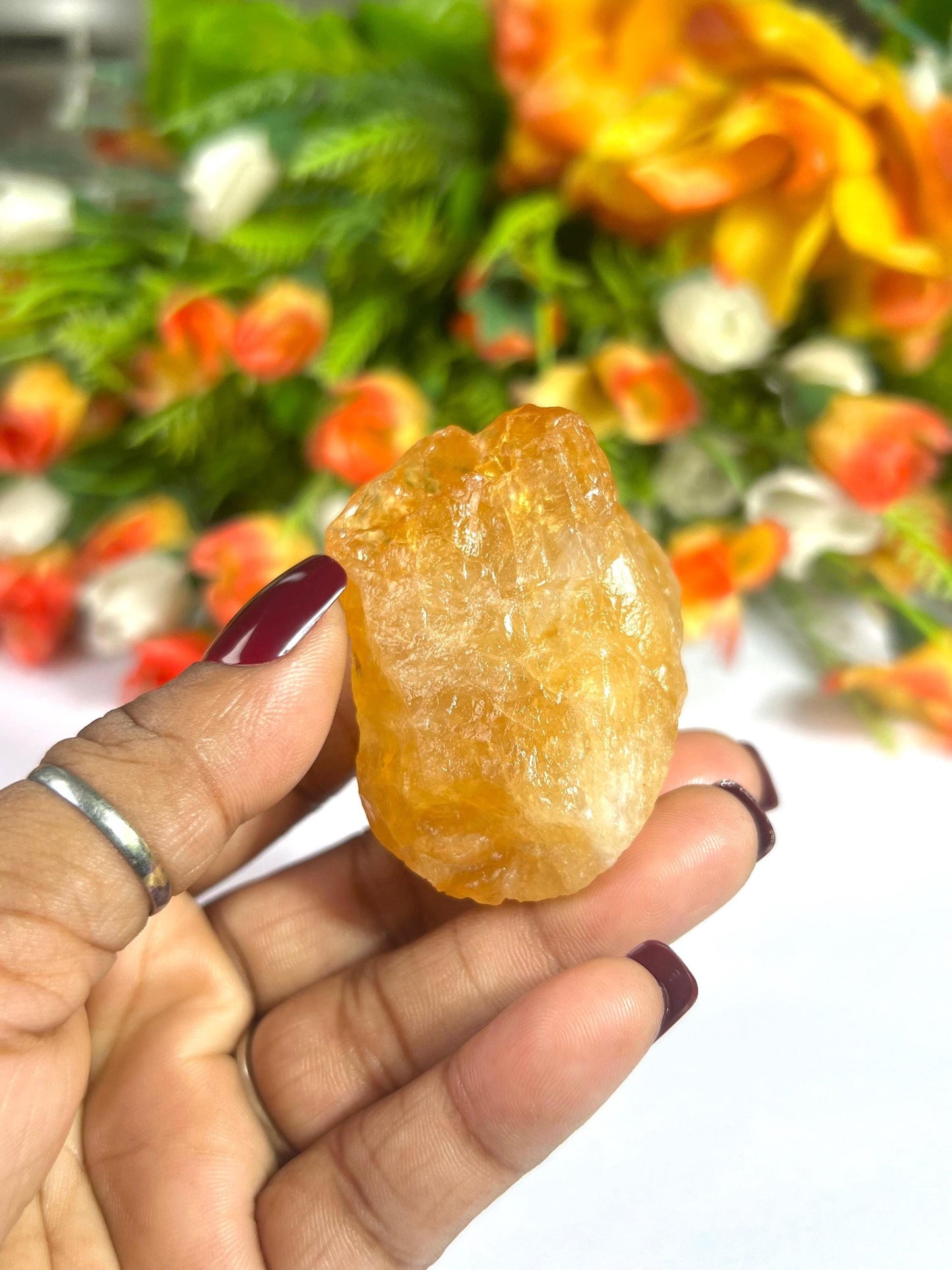 Premium Citrine Stone Natural Rough Stone with Beautiful Rainbow 78 Gram
