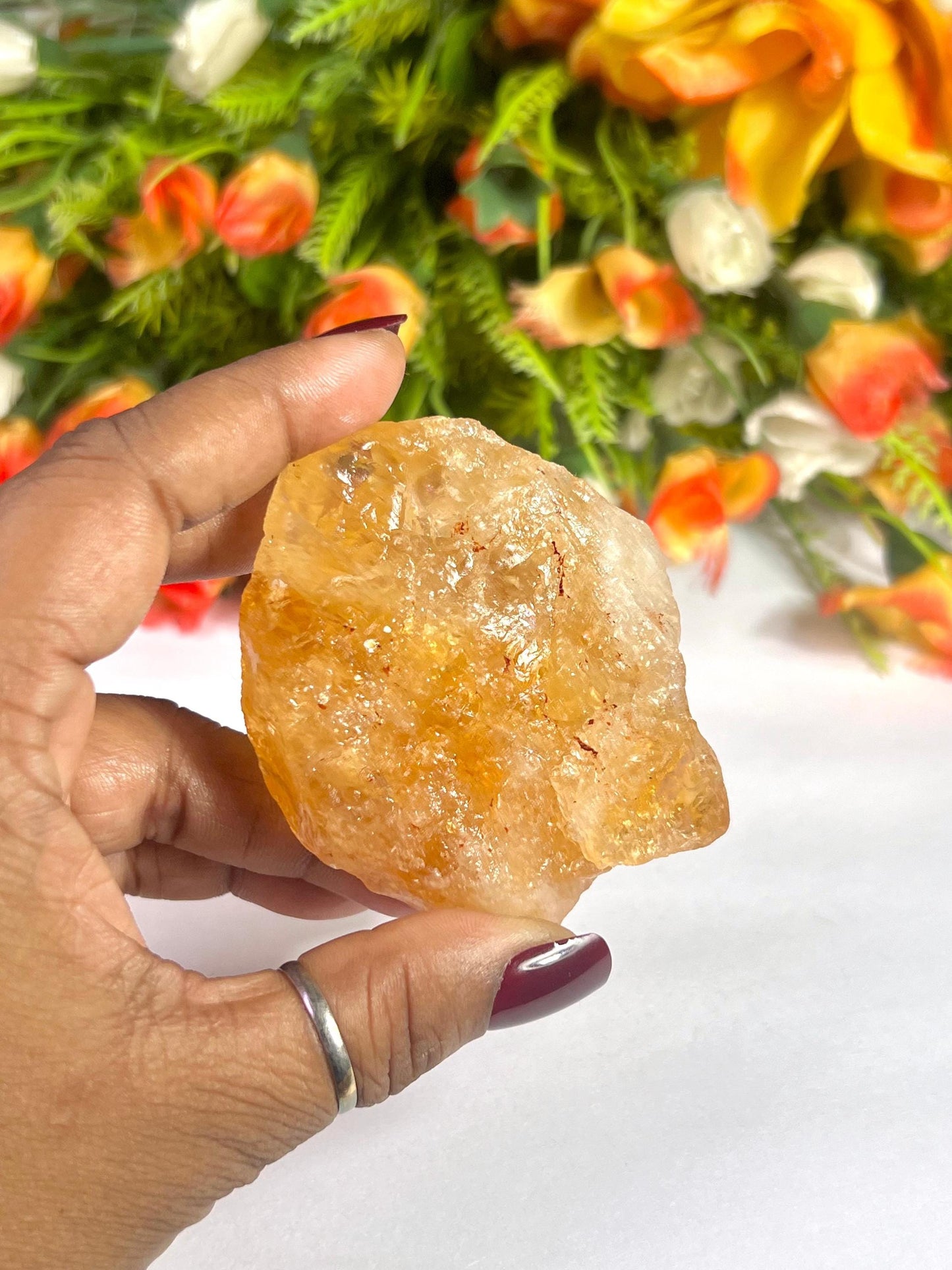 Premium Citrine Stone Natural Rough Stone with Beautiful Rainbow 114 Gram