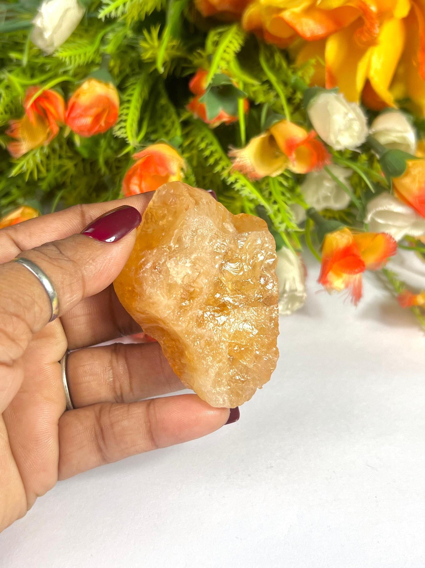 Premium Citrine Stone Natural Rough Stone with Beautiful Rainbow 75 Gram