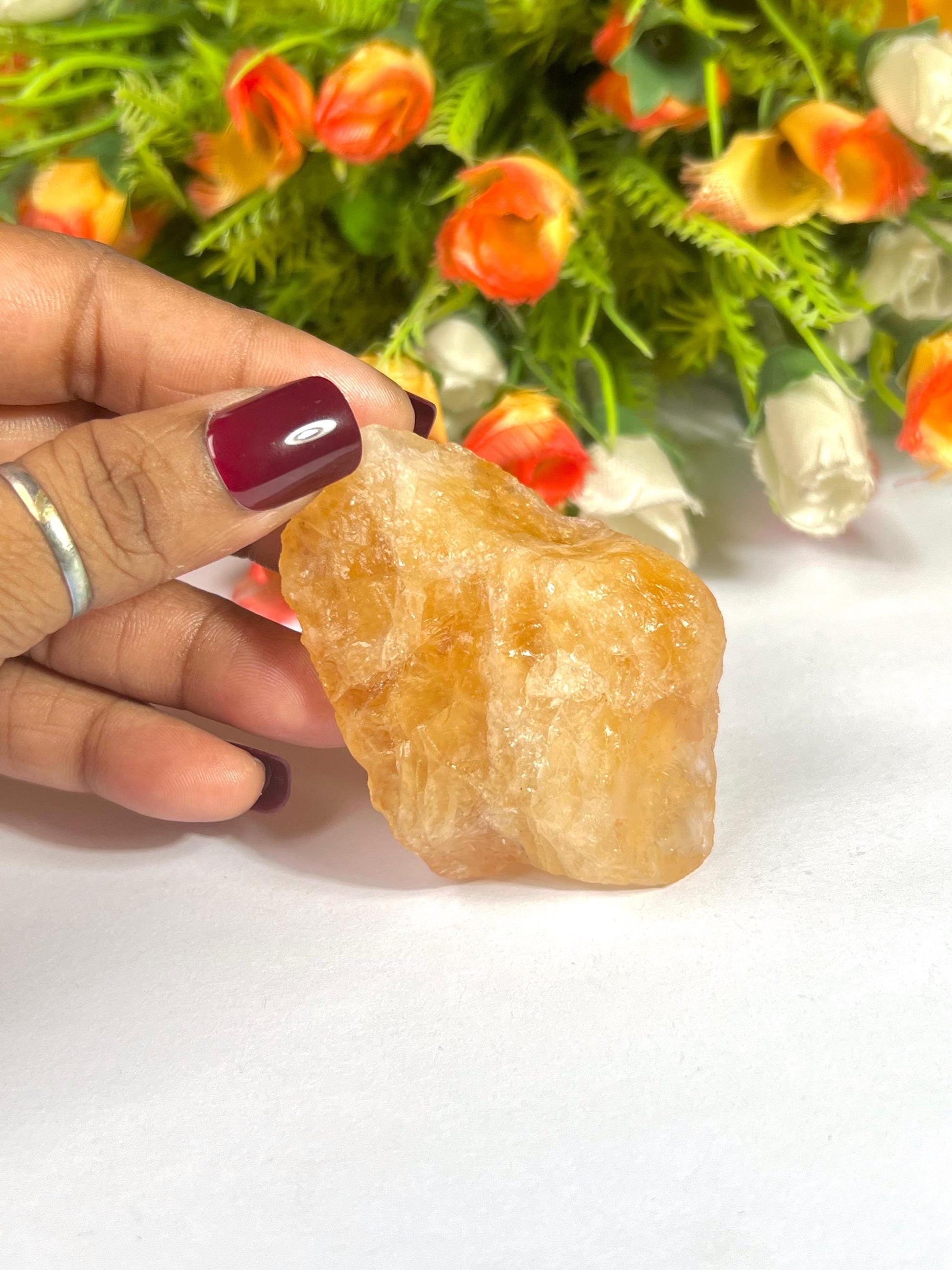 Premium Citrine Stone Natural Rough Stone with Beautiful Rainbow 75 Gram