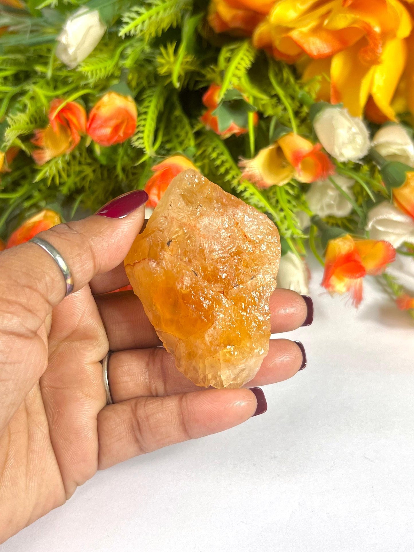 Premium Citrine Stone Natural Rough Stone with Beautiful Rainbow 75 Gram