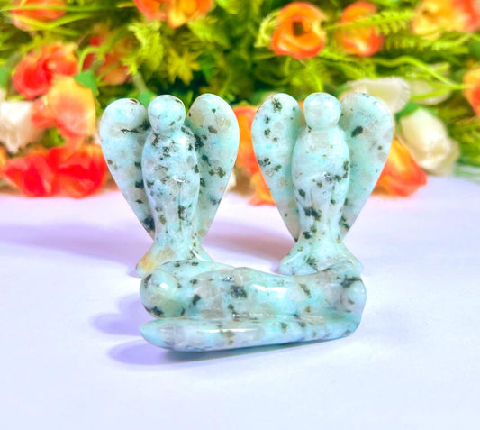 2" Angel Kiwi Jasper Stone Guardian Angel blessed Angelic connection