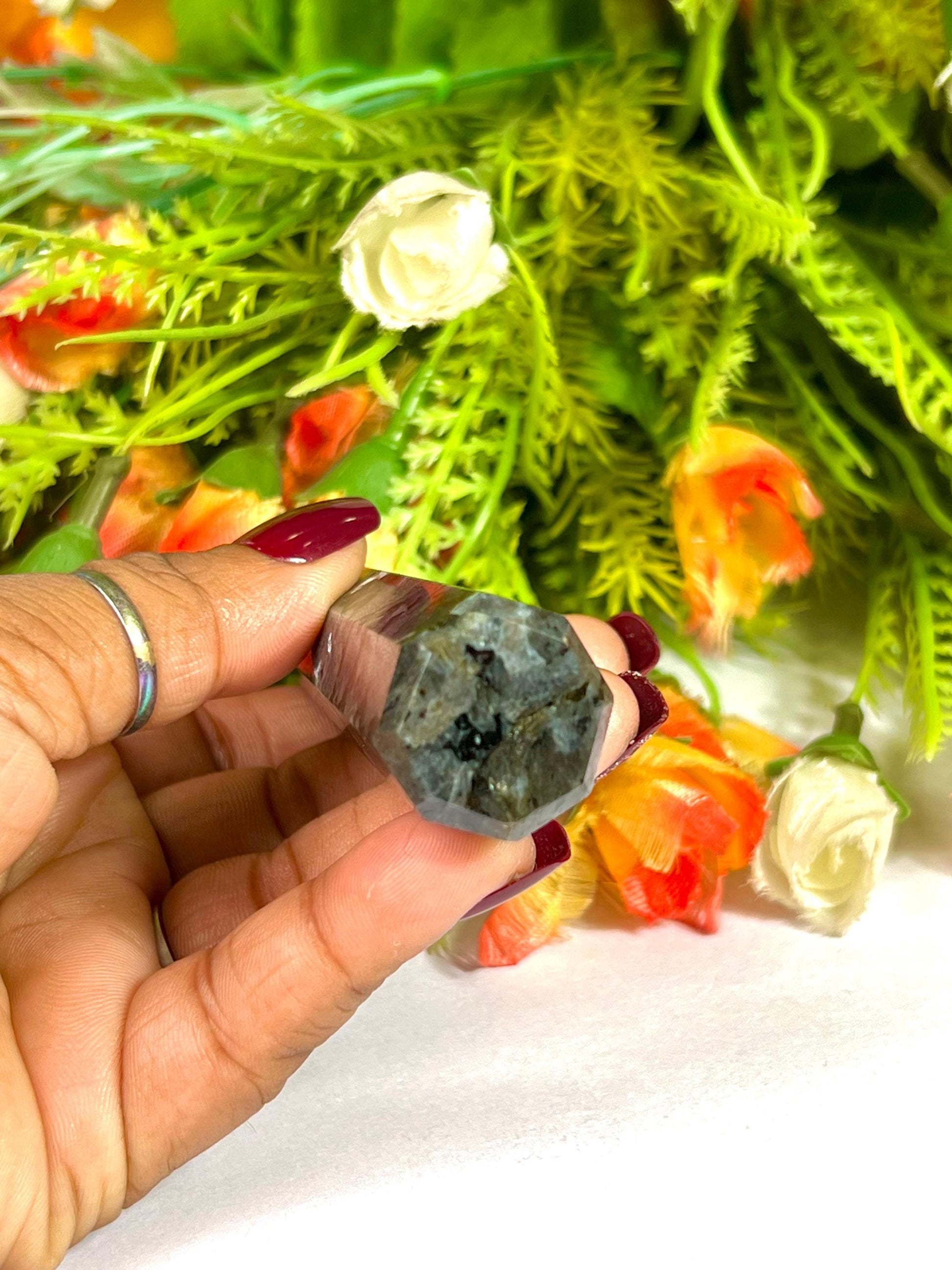 Larvikite Stone Tower Pencil Point Generator-Gemstone Pencil Crystal Tower Wand Stone Obelisk -Home Car Decor Decoration 3" To 4"