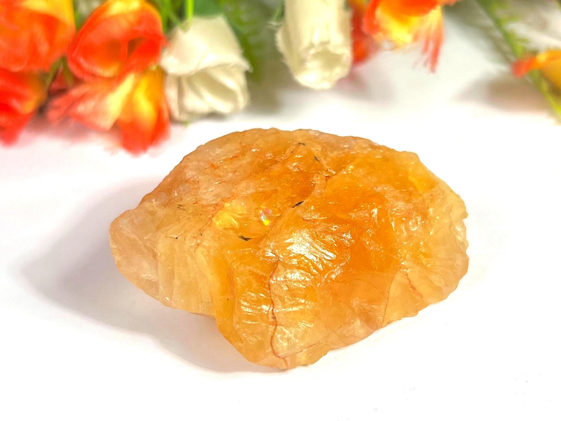Premium Citrine Stone Natural Rough Stone with Beautiful Rainbow 75 Gram