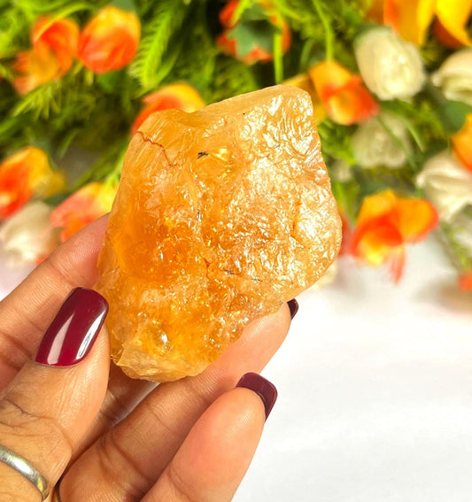 Premium Citrine Stone Natural Rough Stone with Beautiful Rainbow 75 Gram