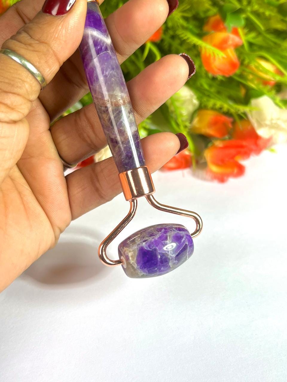 Amethyst Crystal Stone Face Massager Roller AAAA ++++ with Gift Box