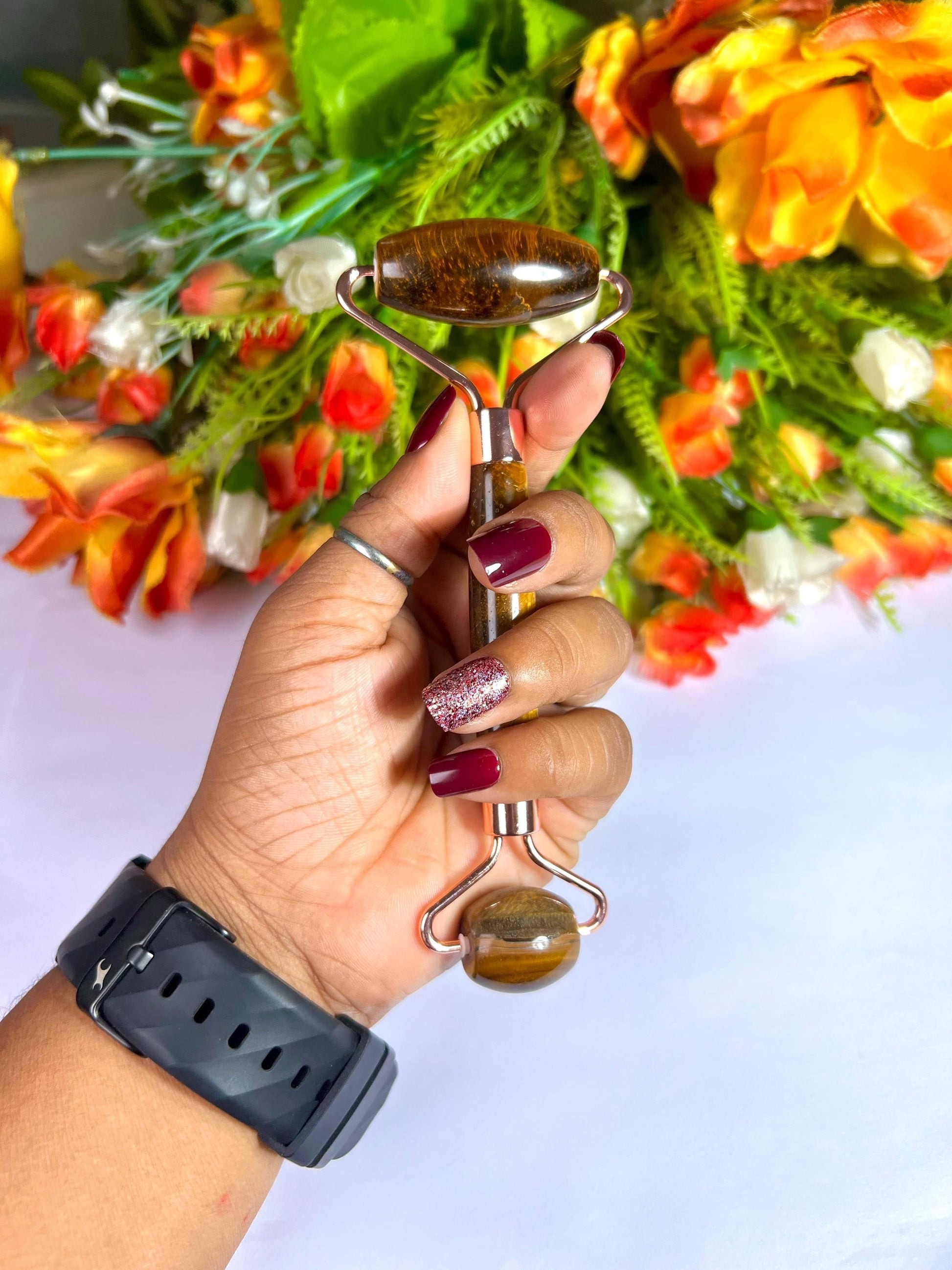 Tiger Eye's Crystal Stone Face Massager Roller AAAA ++++ with Gift Box